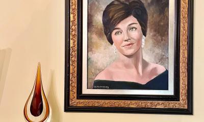 Dixie Demuth portrait and her Bourbon Hall of Fame award
